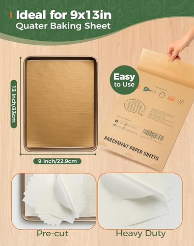 360Pcs 9x13 Inches Parchment Paper Sheets, Unbleached for Baking - color: Unbleached Brown, size: 9" x 13"-360 Pcs