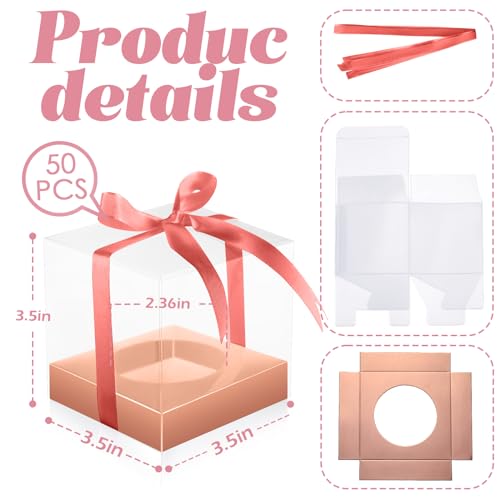 Thenshop 50 Pcs Clear Cupcake Boxes Individual 3.5 Inch, Rose Gold - color: Rose Gold