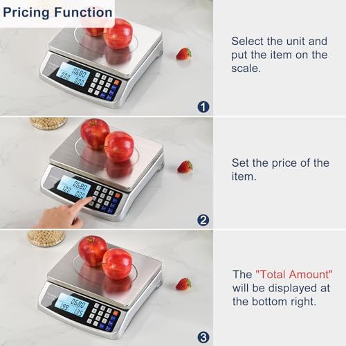 Atogou 110lb Food Scale, Commercial Kitchen Scale with Price Computing - style: Silver 110lb/50kg
