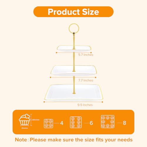 Hoedia 3 Tier Cupcake Stand Tower, Plastic Cup Cake Holder(Square)