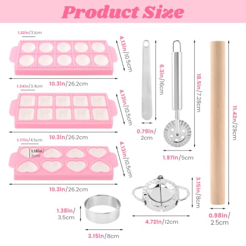 8PCS Ravioli Maker Press Set,for Homemade Pasta,Dumpling,Pastry Kit(Pink) - color: Pink