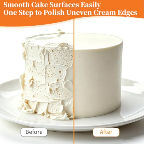 Cake Scraper Set 3PCS, Stainless Steel Flat Convex Wave with Icing Spatula