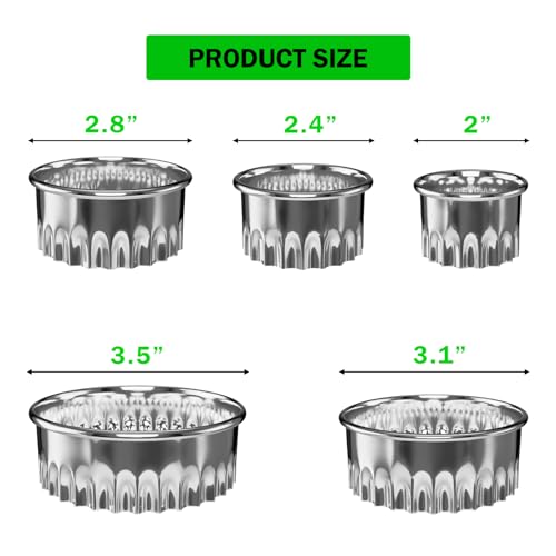 5Pcs Fluted Cookie Cutter Set, Scalloped Biscuit and Crinkle Cracker Cutter