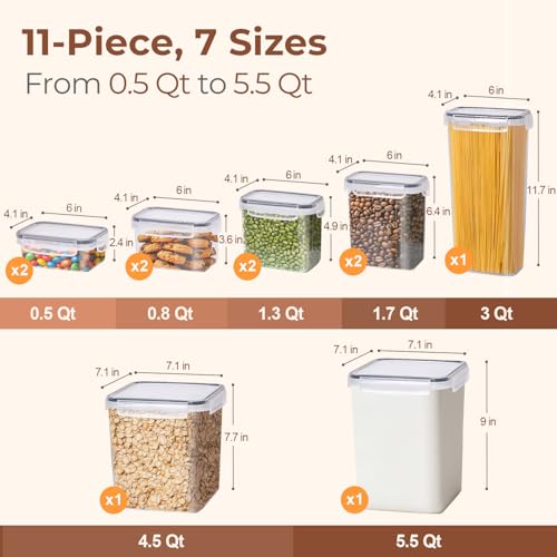 ComSaf Airtight Food Storage Containers with Lids 7size 11Pack, Stackable - size: 7 Size-Rectangle