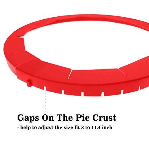 Adjustable Silicone Pie Crust Shields - Baking Protectors Cover Ring Fits 8-11.4 Inch Pies - size: 2 PCS (Red)