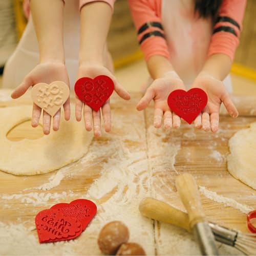 Zubebe 6 Pcs Valentine's Day Cookie Stamp Fondant Embosser Set Valentine's Day 3D Design Cookie Cutter Love You Stamp for Baking Cooking Biscuit Cake Wedding Party Decorating Tool (Fashion Style) - style: Fashion Style