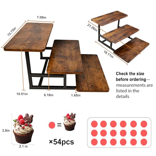 Cupcake Stand for 50 Cupcakes, Wood Metal Riser Dessert Table Display Stand