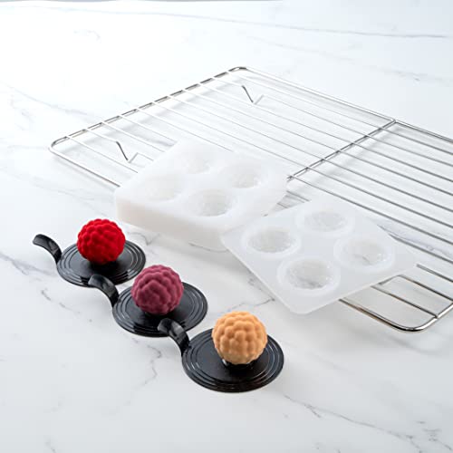 Pastry Tek 4 Cavities Fruit Silicone Molds, 10 Oven-Ready Berry Molds - Flexible, Freezable, White Silicone Lychee Berry Molds, Easy Release, For Baking - size: 10 Count, style: Lychee