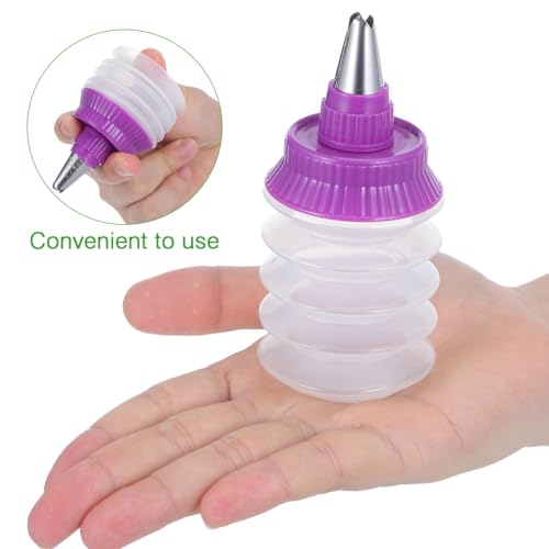 MAGICLULU 2Pcs Cookie Icing Bottles, Reusable Frosting Squeeze Bottles for Cake Decorating, 5.11 Inch Plastic Piping Tools for Precise Dessert Detailing and Royal Icing Application