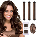 Heatless Hair Curler Overnight Curls-3 Pcs No Heat Curling Blowout Rod to Sleep In,Hair Rollers with Satin Scarf - color: Brown(Pack of 3)