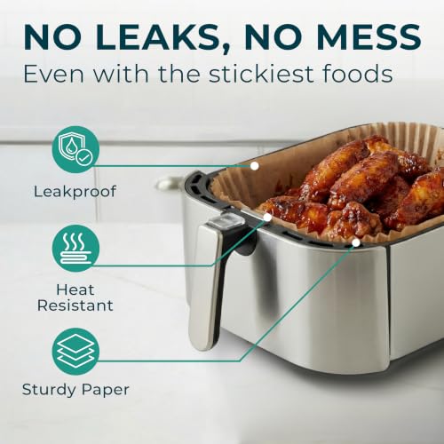 Air Fryer Liners Disposable Large 10.6” Rectangle for 8-12 QT Basket 128 Pcs - size: 10 inch - Rectangle
