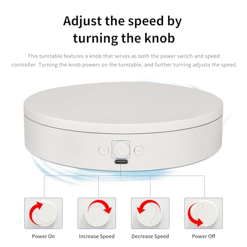 Rotating Display Stand,360° Silent Spinning Display Stand,Speed-adjustable Spinning Platform,Bidirectional Rotating Display Base,Multi-power Electric Turntable For Photography(5.91inch/W) - size: 5.91inch/White/11Lbs Load