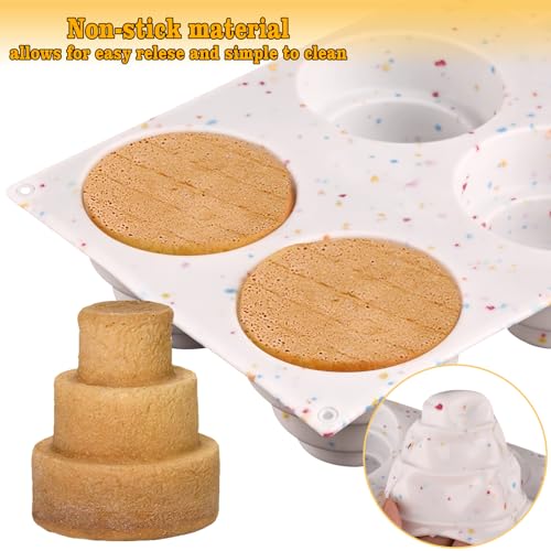Sakolla 2 Pack 3 Tier Mini Cake Molds, 6 Cavity Silicone Cake Molds for Baking Cake Pop, Cakesicle, Brownie and Mousse (Confetti) - size: Mini Cake Molds/2 Pcs
