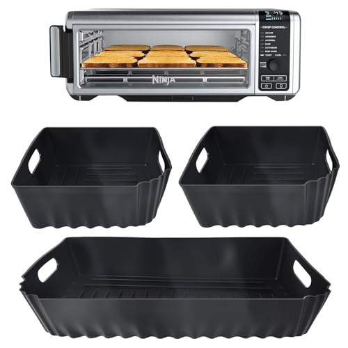 3 Pcs Silicone Baking Pans Set for Ninja SP0101 Digital Air Fry Oven, Reusable Air Fryer Liners, Easy to Clean
