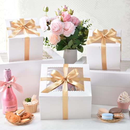 KPOSIYA 40pcs 6x6x5 In Cake Boxes with Cake Boards（20 Boxes & 20 Boards） - color: White, size: 6x6x5 inch