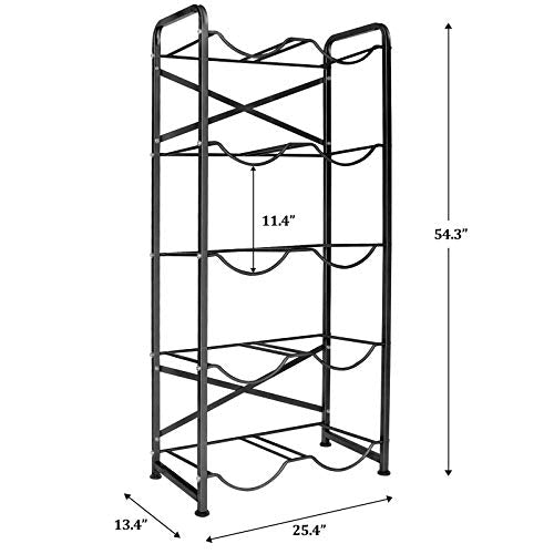 5 Gallon Water Bottle Holder for 10 Bottles, 5 Tiers Heavy-Duty Water Cooler Jug Rack with Reinforcement Frame for Kitchen Office, Black - color: Black