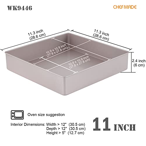 CHEFMADE 11-Inch Square Cake Pan, Non-Stick Deep Dish Bakeware for Oven Baking (Champagne Gold) - size: 11" Square
