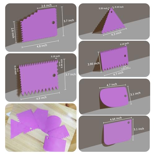 Cake Scraper, 6 Pcs Cake Smoother Scraper, Dough Scraper Purple - color: Purple
