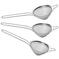 3 PCS Small Strainer, Stainless Steel Small Fine Mesh Strainer with Handle Sieve Sifter Tool for Kitchen Bar Food Loose Leaf Cocktail Juicing, Silver