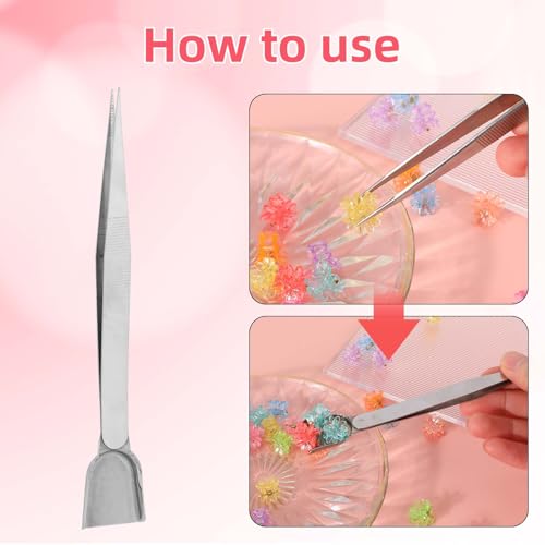 3pcs Cake Decorating Tools Kit, 1 Bent Tip Tweezers & 2 Shovel Tip Tweezers Stainless Steel Professional Sprinkles Tools Baking Cupcake & Cookies Pen Gadget Decoration Supplies (Style C) - style: Style C