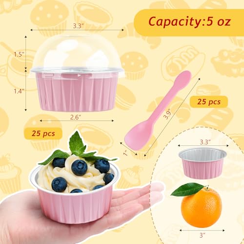 LNYZQUS 5oz Dot Cake Cups with Dome Lids, Cupcake Tins Mini Cake Pans - color: Pink, size: Round- 5oz