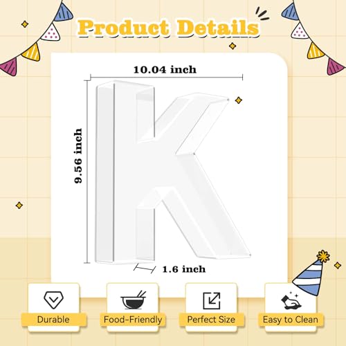 Ledido Reusable 10'' Fillable Acrylic Charcuterie Board Box Letter K - color: Letter K