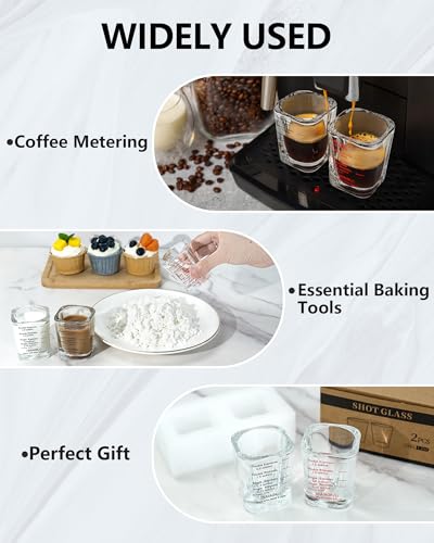 Shot Glass Measuring Cup Set, 2 Pack 2 Oz Square Espresso Glasses (Black) - color: 2 Pack-Square Black
