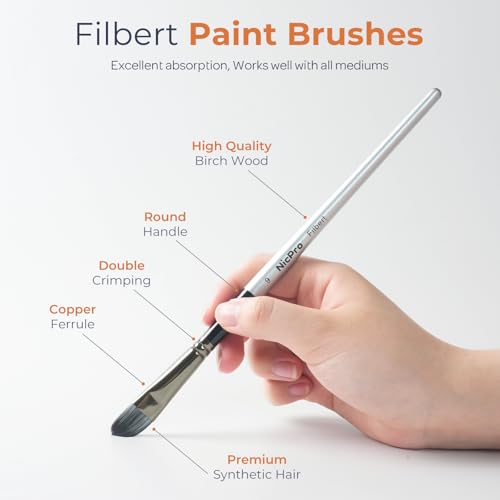 Nicpro 12pcs Artist Paint Brush Set, Paint Brushes for Acrylic Painting - color: Silver