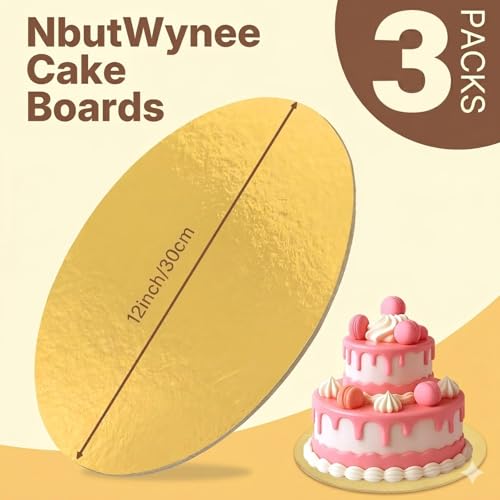 Cake Boards, 3 Packs 12-inch/30cm Gold Round Cake Boards - color: Gold-12 Inch