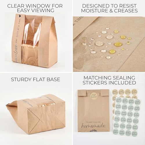 Beautiful Bread Bags for Homemade Bread - Clear Window Bakery Paper Bags