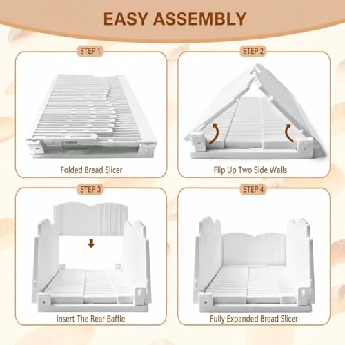 Bread Slicer Adjustable Foldable Cutter BPA Free white
