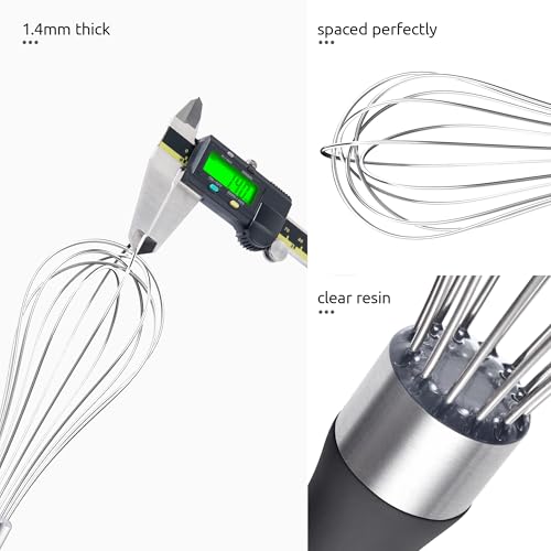 U-Taste Wire Whisk for Cooking, 18/10 Stainless Steel Balloon Wisk, S/Black - color: Black, size: Small