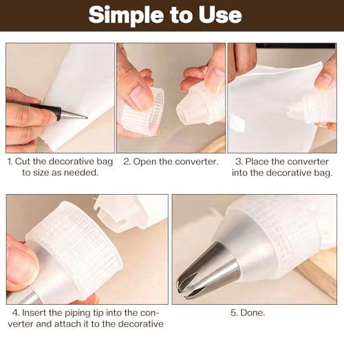 JJUNW 9cs Reusable Piping Bags and Tips Set, Pastry Bags for Cake Decorating, Frosting Icing Tips Drop Flower Piping Tip for Cake Decorating, Baking Supplies