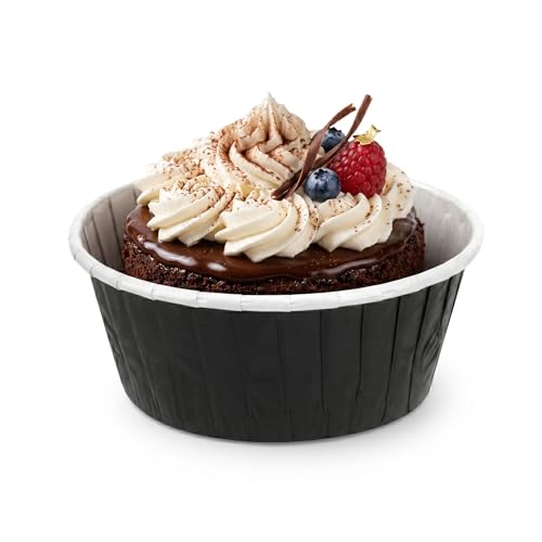 Restaurantware 5 oz Round Black Paper Large Baking Cup, 200 Pack - color: Black, size: Large