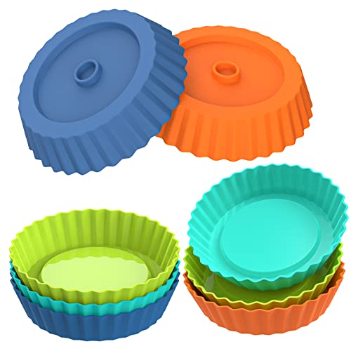 Webake Silicone Quiche Pan, 8pcs Fluted Tart Pans 5 Inch Round Baking Molds Small Maryann Cake Pans for Baking - Multicolor - size: Quiche