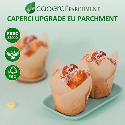 Caperci 225pcs Parchment Paper Tulip Cupcake Liners Muffin Cups for Baking - color: Natural (225-Count)