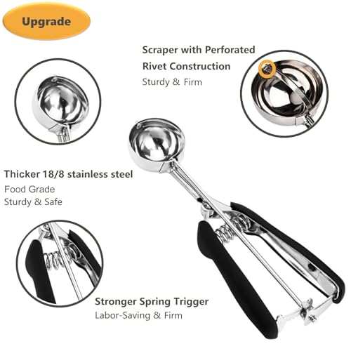 #12 Large Cookie Scoop, 5.3 Tbsp/ 80 ml/ 2.7 oz Cookie Scoops for Baking - color: Black, size: #12/5.3 Tbsp