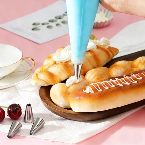 21pcs Cake Decorating Kit – Reusable Silicone Bags & 16 Piping Tips Set-BLUE
