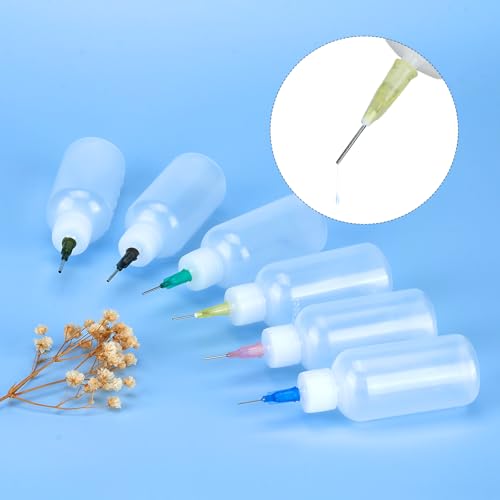 6pcs 50ml Glue Applicator Bottles Squeezable Plastic Liquid Bottle Needle Tip Squeeze Bottle Blunt Needle Oiler and Storage Caps14G 16G 18G 20G 22G for Crafts, DIY, and Repairs