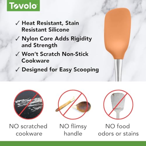 Tovolo Flex-Core Silicone Spoonula, Stainless Steel Handle, Apricot - color: Apricot, style: Spoonula