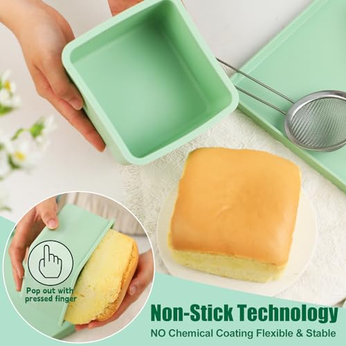 QELEG Square Pullman Loaf Pan with Lid, 2 Pack - color: 2Pcs/Green-square