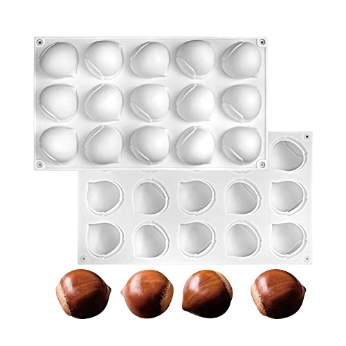 mostsom Mini Chestnut-Shaped Silicone Mold, 15 Cavity Non-Stick Gummy Mold for Chocolate, Fondant, Candy, Biscuits, Cookie, Jelly (Chestnut A) - size: Chestnut A