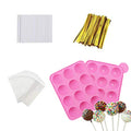 12 Capacity Silicone Lollipop Mold Set, Sucker Molds and Chocolate Hard Candy Mold with 60pcs Lollipop Sucker Sticks, Candy Treat Bags, Gold Ties. (12 Cavity Cake Pop) - style: 12 Cavity Cake pop