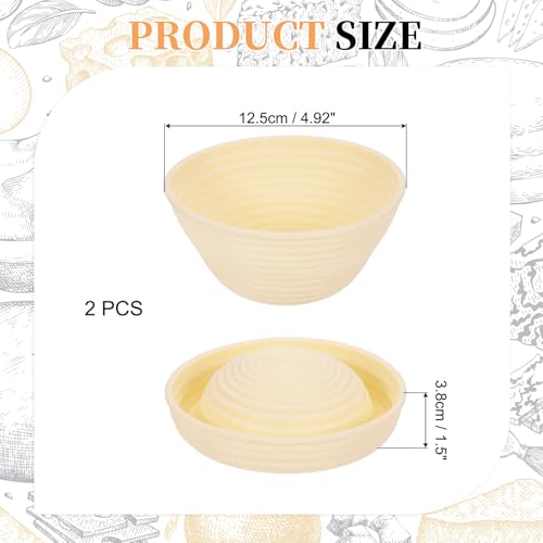 uxcell 2Pcs Silicone Bread Proofing Basket 4.9" Round Sourdough Bread Beige - color: Beige, size: 12.5 cm / 4.9 Inch