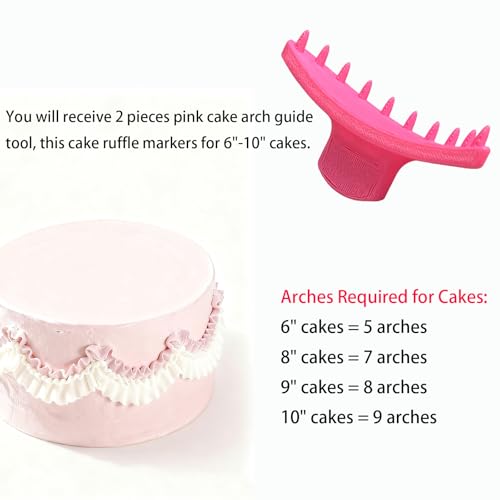 2 PCS Cake Arch Guide Tool, Cake Piping Guide Tool, Ruffle Guide Stencil, Cake Decorating Tools, Cake Ruffle Marker for 6"-10" Cakes - size: Small
