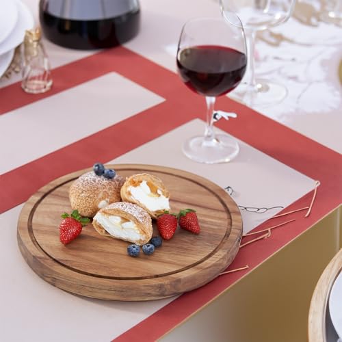 LiTY Cake Stand with Lid, Acacia Wood 12in Round Cake Holder, 2-in-1 Dessert Table Display Set & Charcuterie Board for Cheese, Chips & Dips, Nachos, Fruit Platter, Large Acrylic Cake Dome Cover