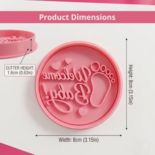 "Welcome Baby" 3D Cookie Cutter and Stamp: Stamp for cookies, cold porcelain, fondant, and crafts for baby showers and children's parties. - color: WELCOME BABY