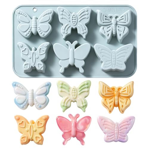 Butterfly Silicone Baking Mold, 6-Cavity Chocolate Candy Soap Mold - color: Blue(Butterfly)-R0354