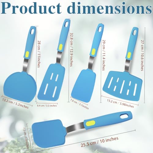 5-Pack Silicone Spatula Set Turner Spatulas (Light blue) - color: Light Blue