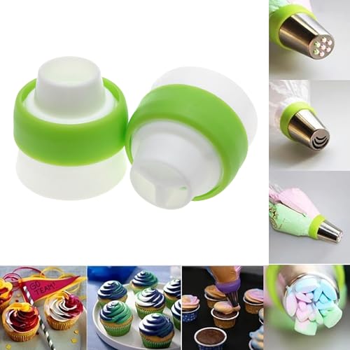 -Baking Russian Decorating Tip Special Tool Single-Hole Three-Hole Converter Head (Green）-4PCS, 4.5x2cm, DF-*FG256H41